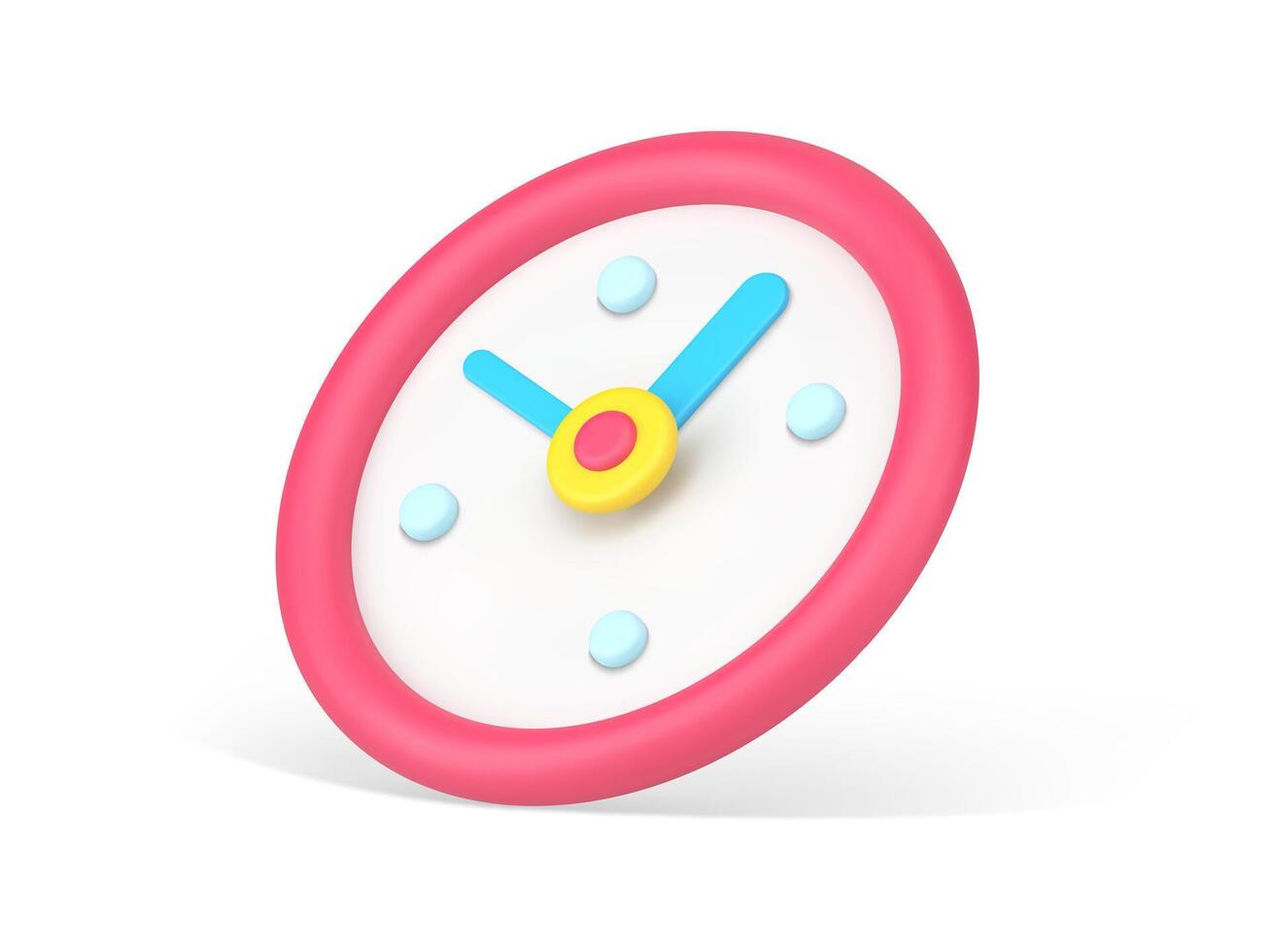 Minimalistic round clock 3d icon. Red wall timer with blue arrows vector