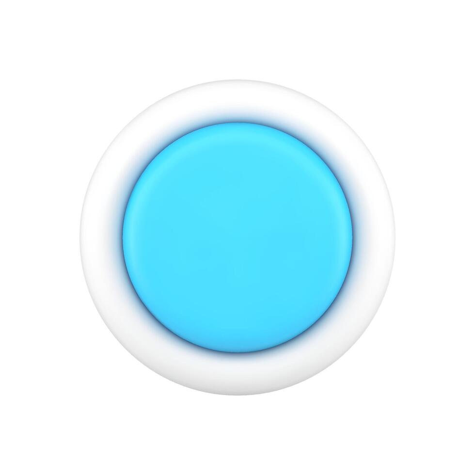 Blue button 3d icon. Minimalistic round switch of settings vector