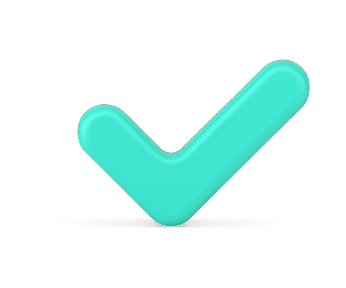 Green check mark 3d icon. Agreement symbol of user approval and trust vector