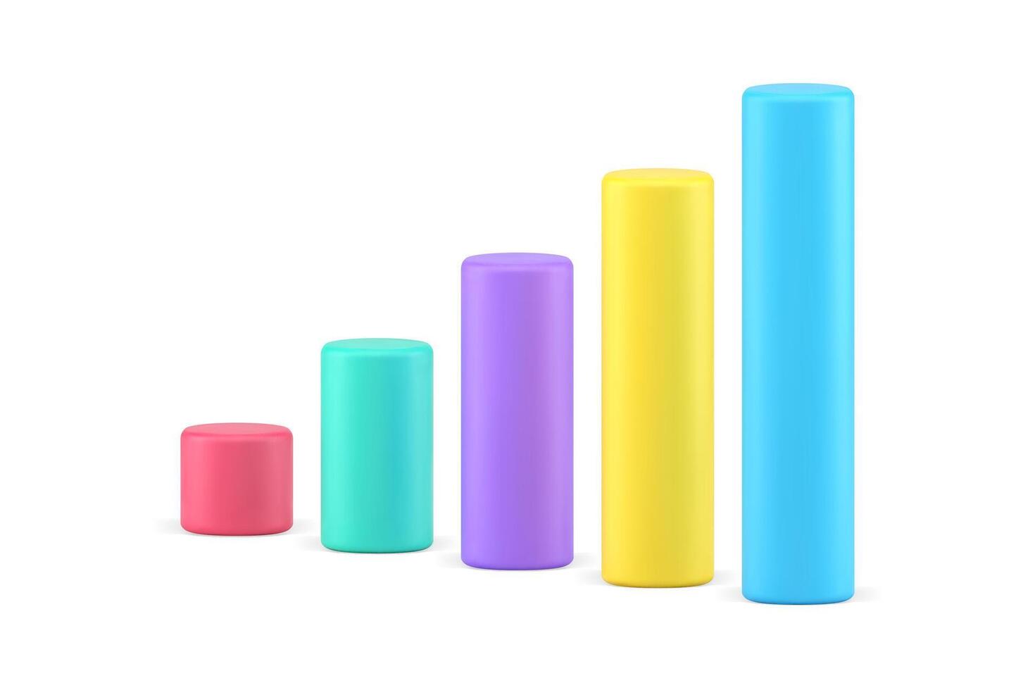 Bar graphs chart 3d icon. Multicolored vertical bars representating data vector