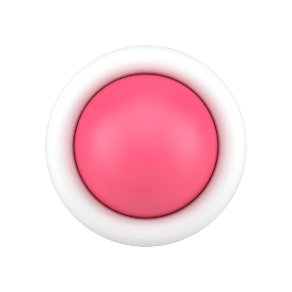 Red button 3d icon. Glossy round switch for settings vector