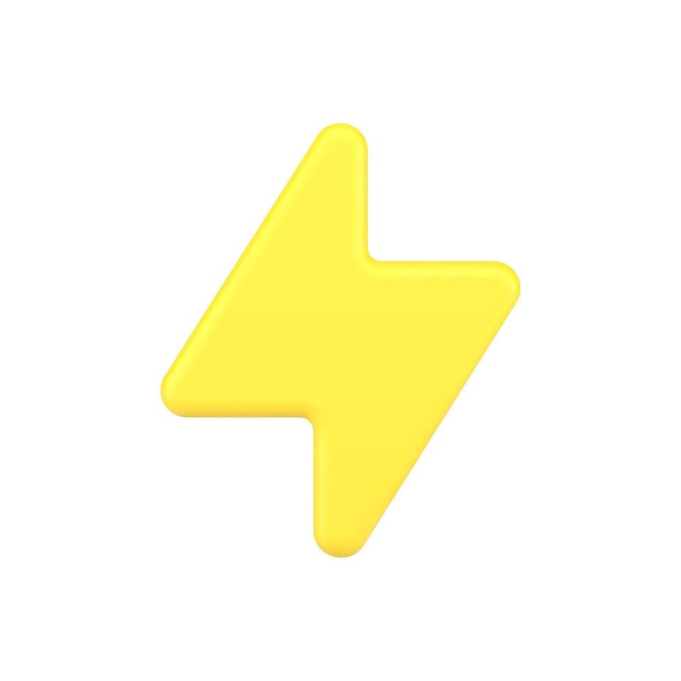 Yellow charging sign 3d icon. Modern charger symbol for various devices vector