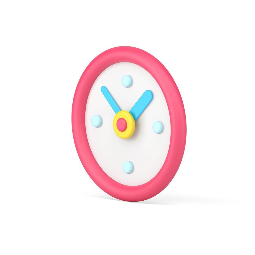 Minimalistic round clock side view 3d icon vector