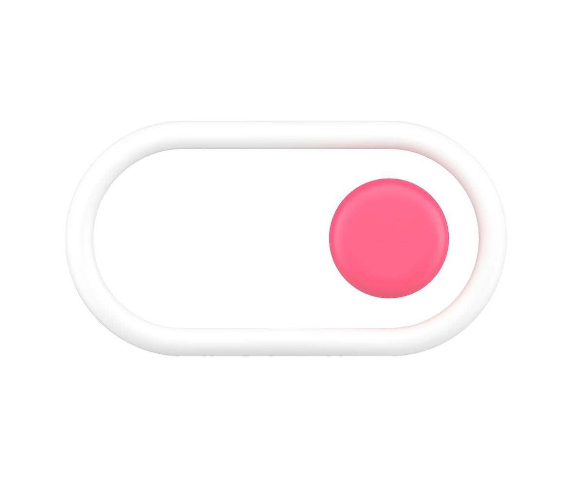 White switch button 3d icon. Red round knob for adjusting electronic device vector