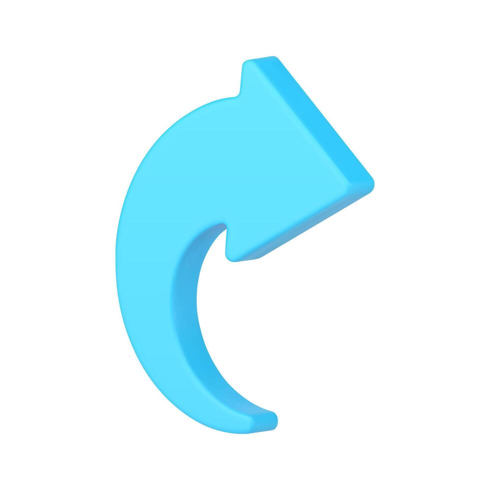 Blue arrow pointer 3d icon. Minimalistic website directional element vector