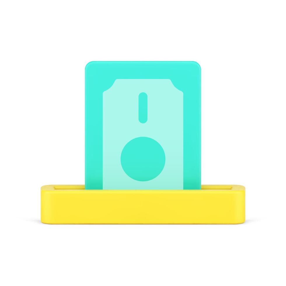 Cash withdrawal at ATM 3d icon illustration vector