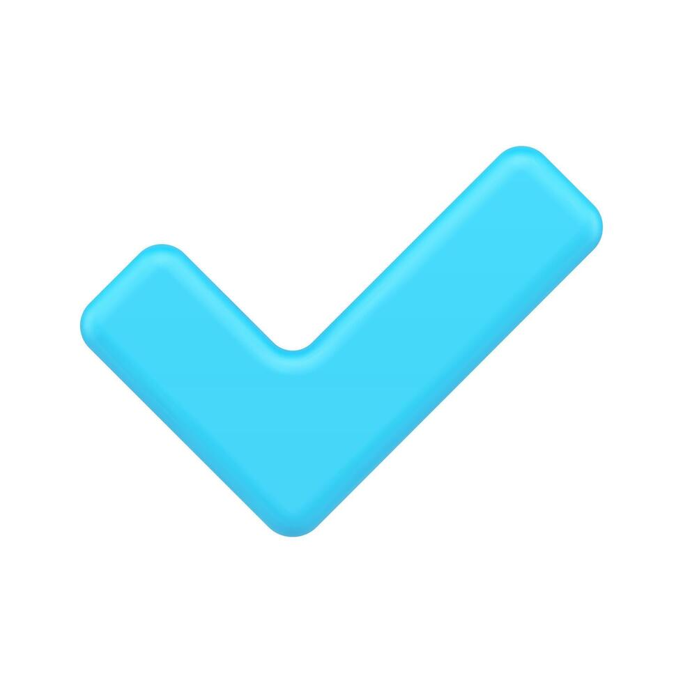 Blue check mark consent 3d icon illustration vector