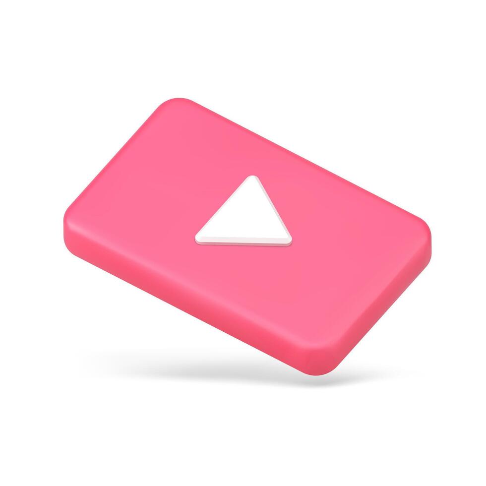 Pink play button 3d icon illustration vector