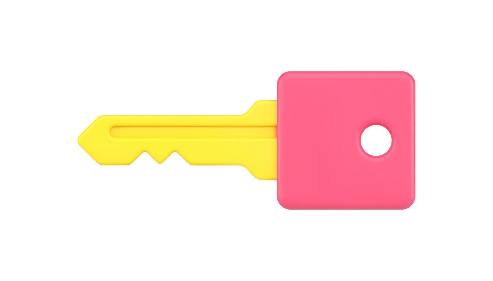 Gold key with pink head 3d icon illustration vector