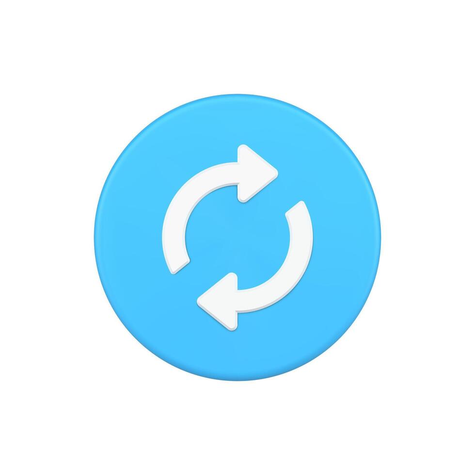 Circle arrows blue 3d icon button illustration vector