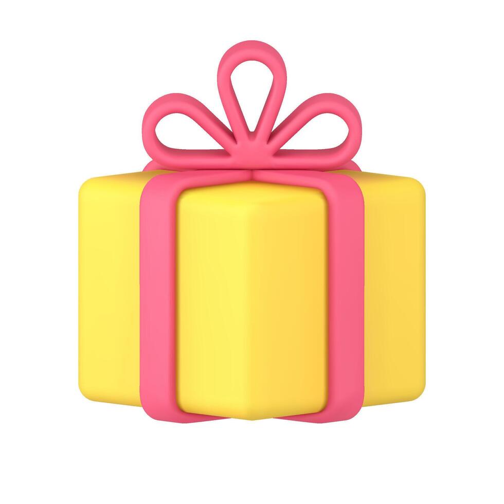 Gift box with bow 3d icon illustration vector