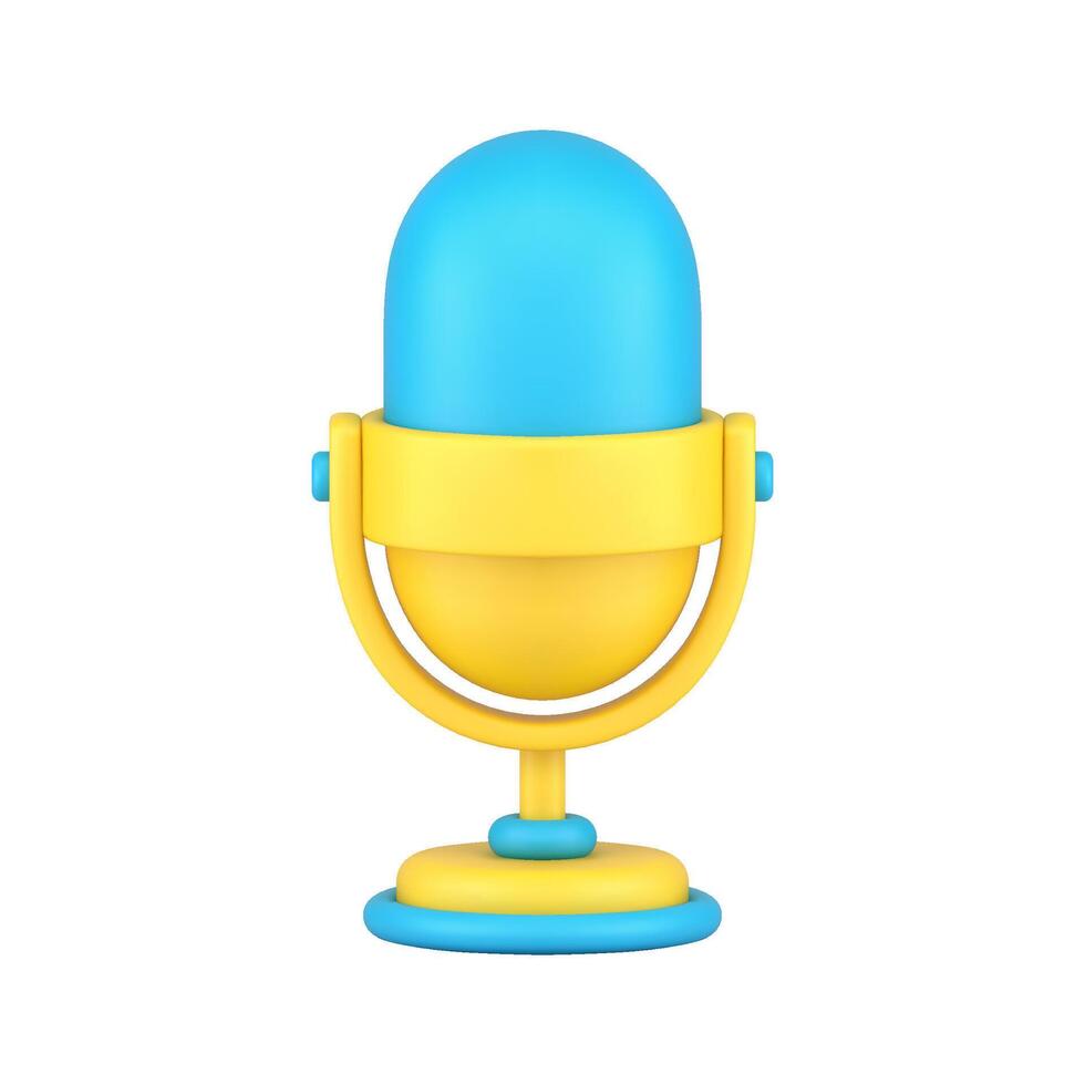 Retro audio microphone 3d icon illustration vector