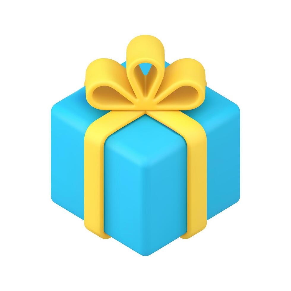 Gift box with bow for holiday congratulations 3d icon illustration vector