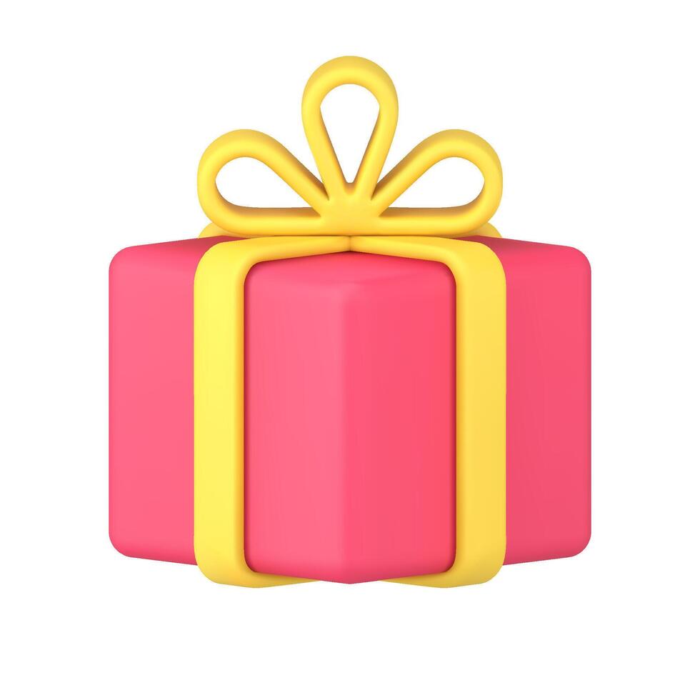 Gift box with bow 3d icon illustration vector