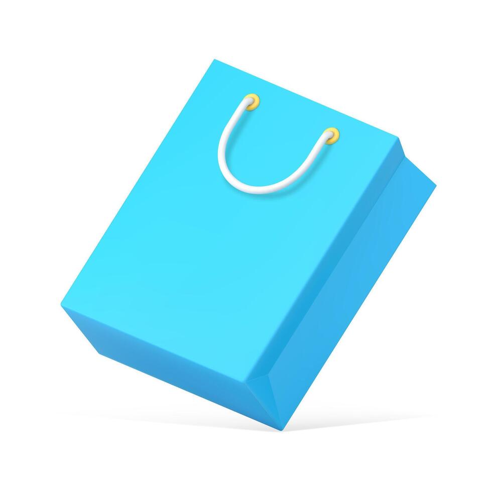 Blue shopping bag 3d icon illustration vector