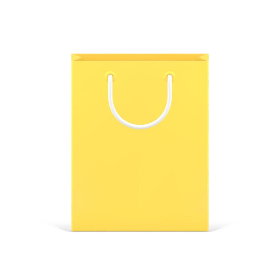 Yellow shopping bag package 3d icon illustration vector