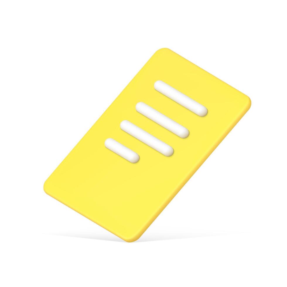 Yellow paper blank with text 3d icon illustration vector