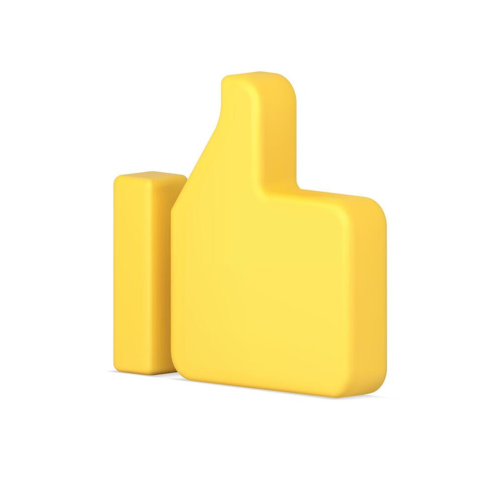 Yellow thumb up icon 3d isometric illustration vector