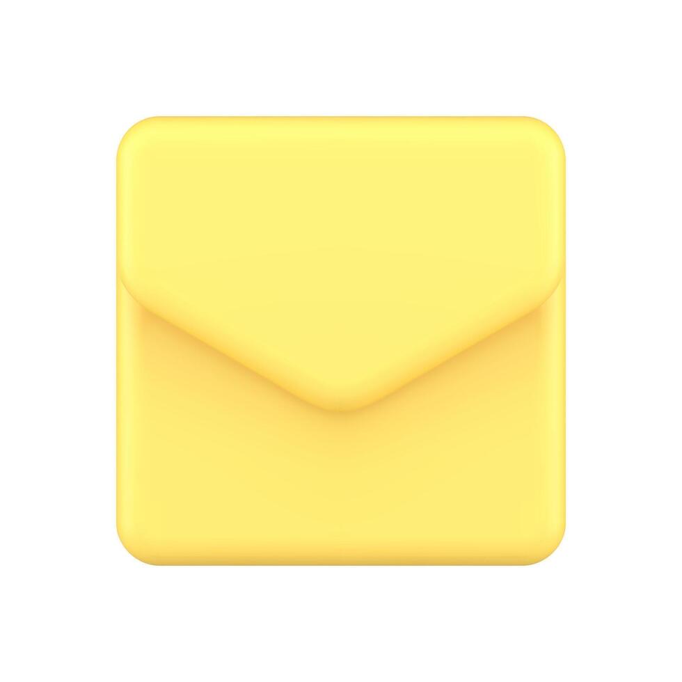 Yellow glossy envelope new message internet notification realistic 3d icon illustration vector