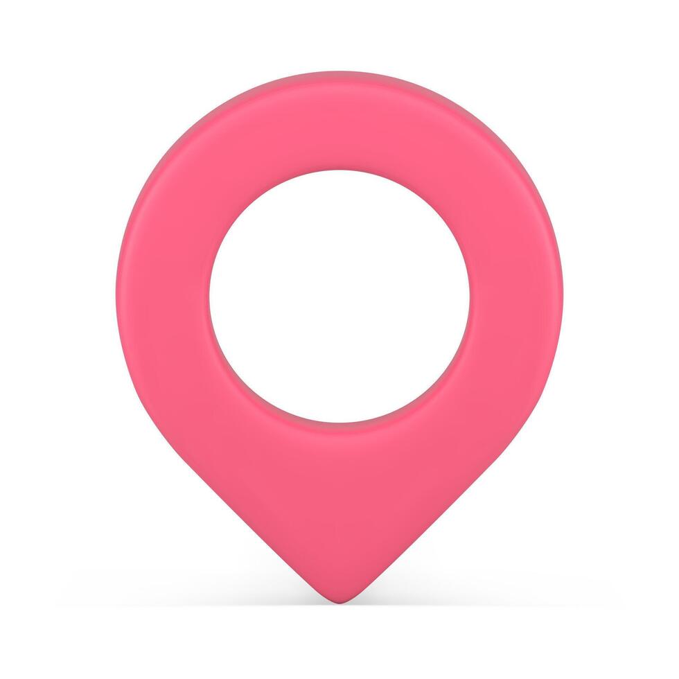 Vertical pink map pin with hole attached GPS pointer location place realistic 3d icon vector