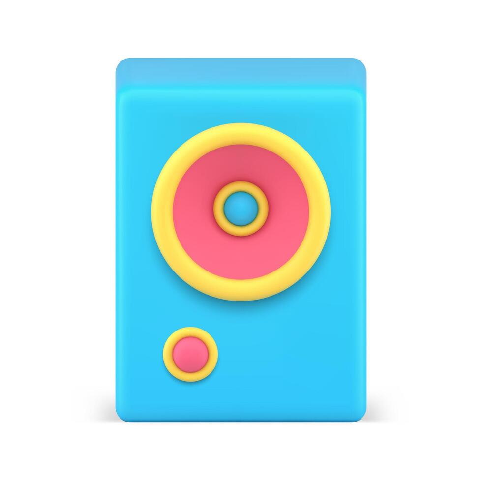 3d sub buffer sound system blue icon illustration audio bass electronic equipment for music vector