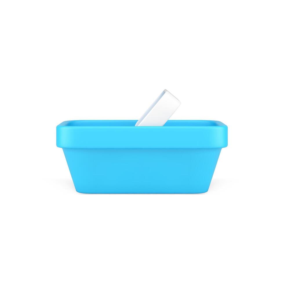 realista 3d icono vacío compras cesta lustroso azul el plastico envase para tienda de comestibles compra vector
