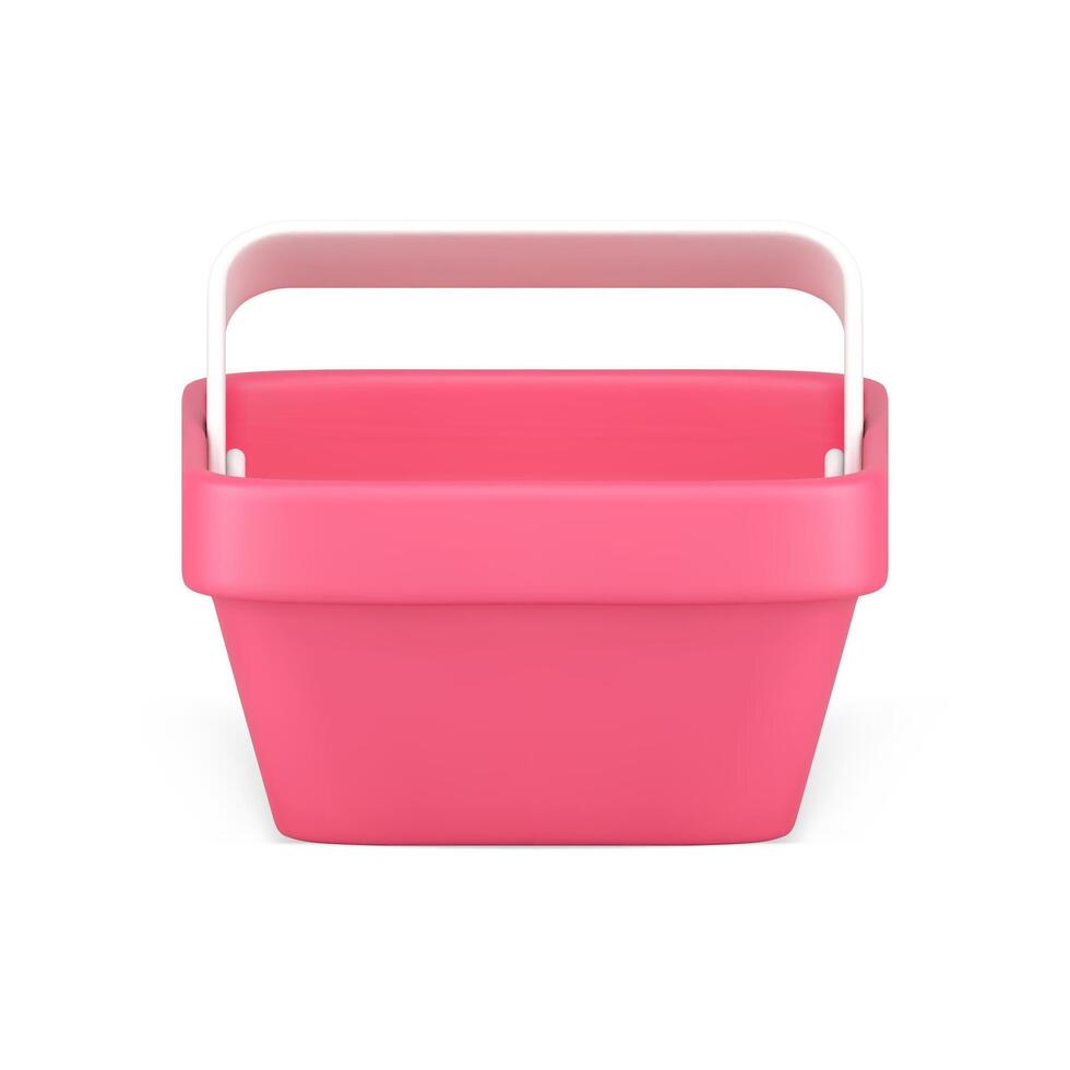 lustroso rosado compras cesta tienda de comestibles compra cómodo que lleva realista 3d icono vector