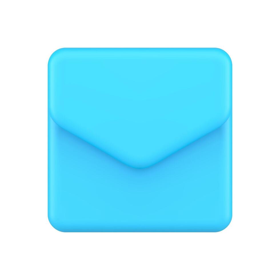 Newsletter incoming message glossy blue envelope front view realistic 3d icon illustration vector