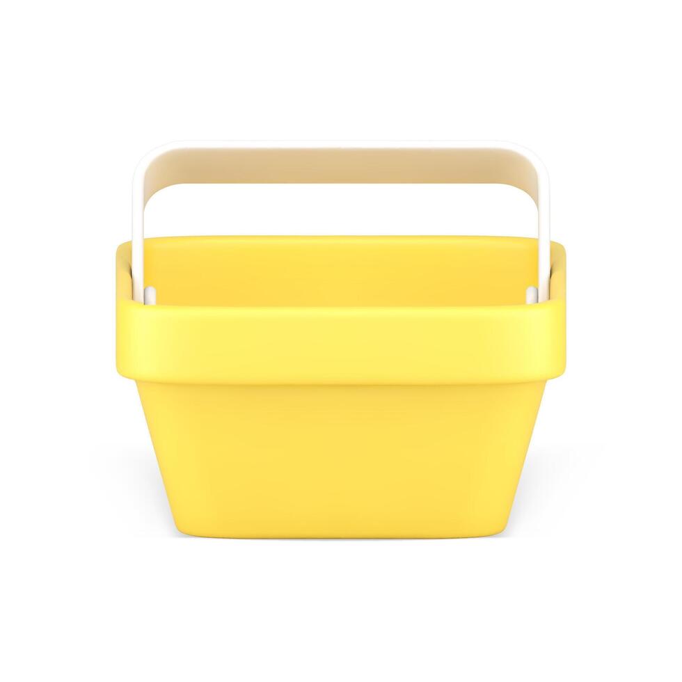 Realistic 3d icon yellow glossy shopping cart grocery goods buying isometric illustration vector