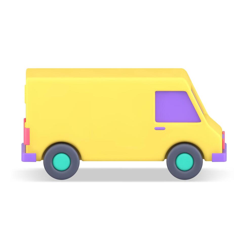 Side view realistic box truck business delivery service postal transportation 3d icon vector