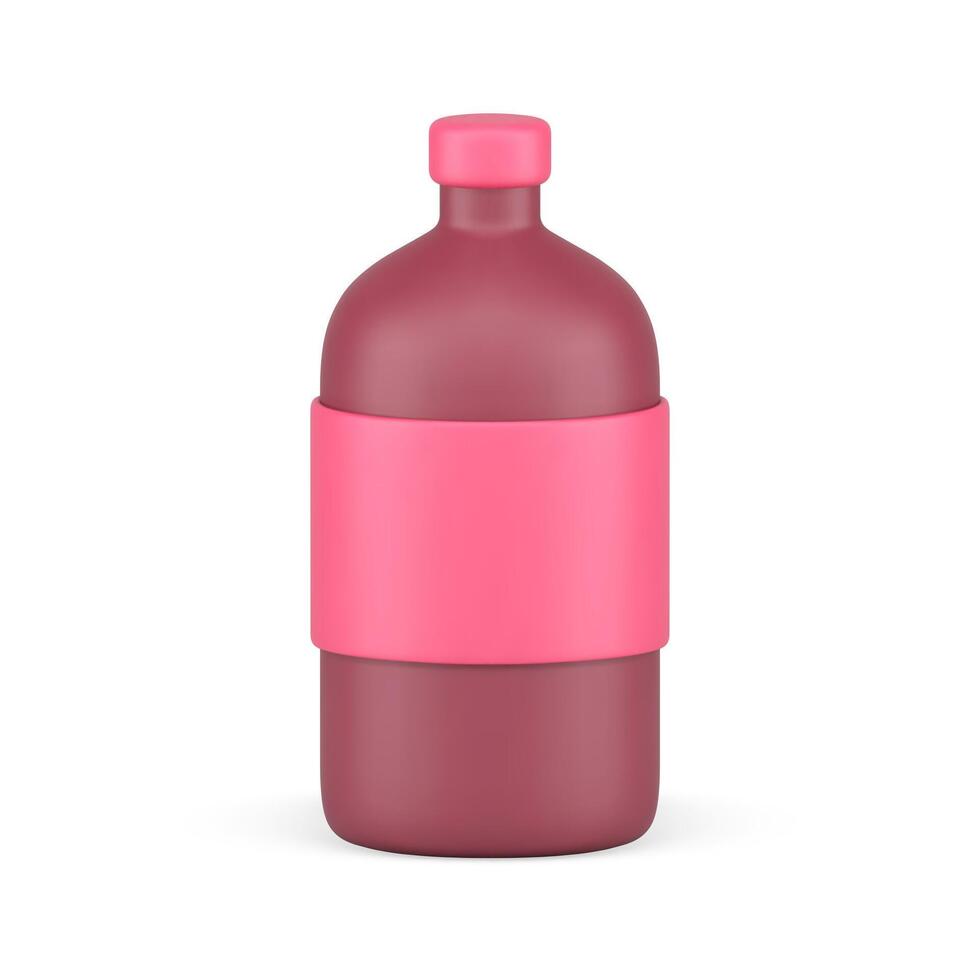 Minimalist pink juice bottle branding merchandise product realistic 3d icon illustration vector