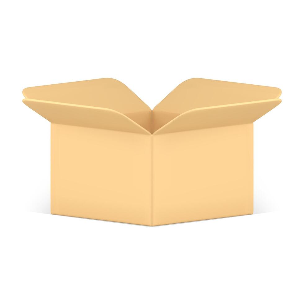 Realistic cardboard box 3d icon goods shipment package front side view isometric illustration vector