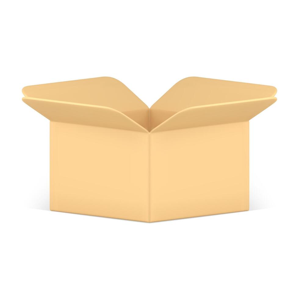 Realistic cardboard box 3d icon goods shipment package front side view isometric illustration vector