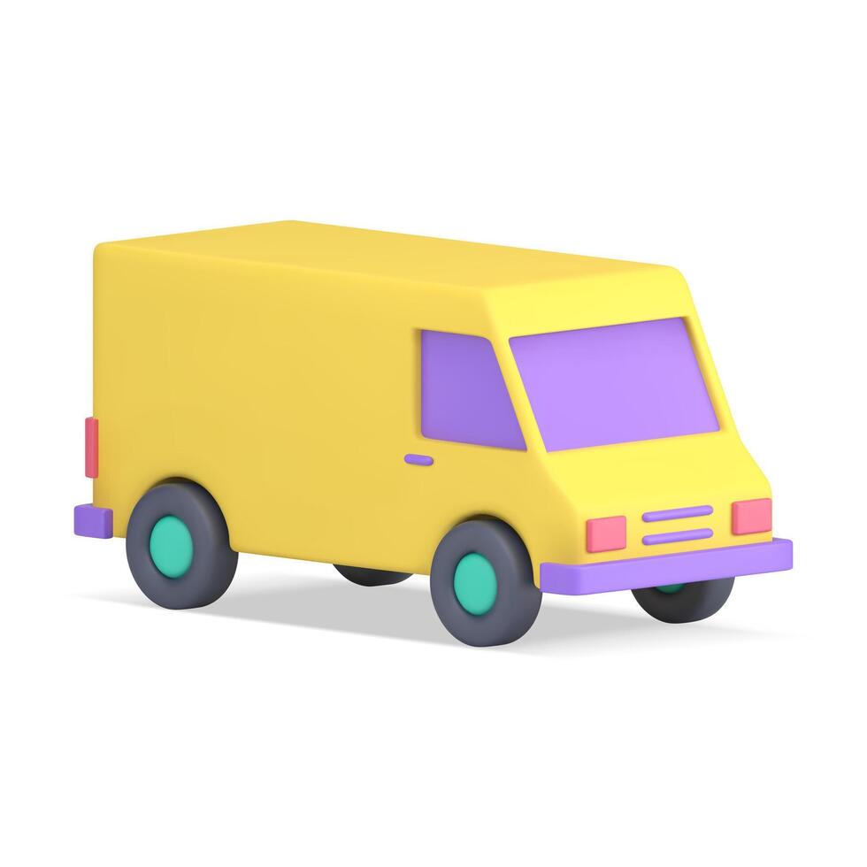 Yellow box truck cargo carrying transportation realistic 3d icon isometric illustration vector