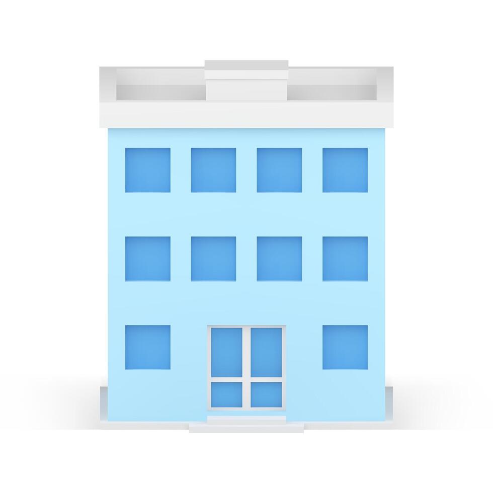 Modern public service building house with door entrance window front view 3d icon realistic vector