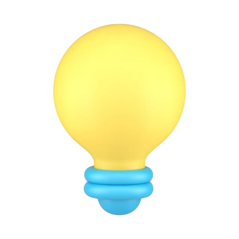 amarillo brillante ligero bulbo eléctrico Encendiendo o negocio innovación idea inspiración 3d icono vector