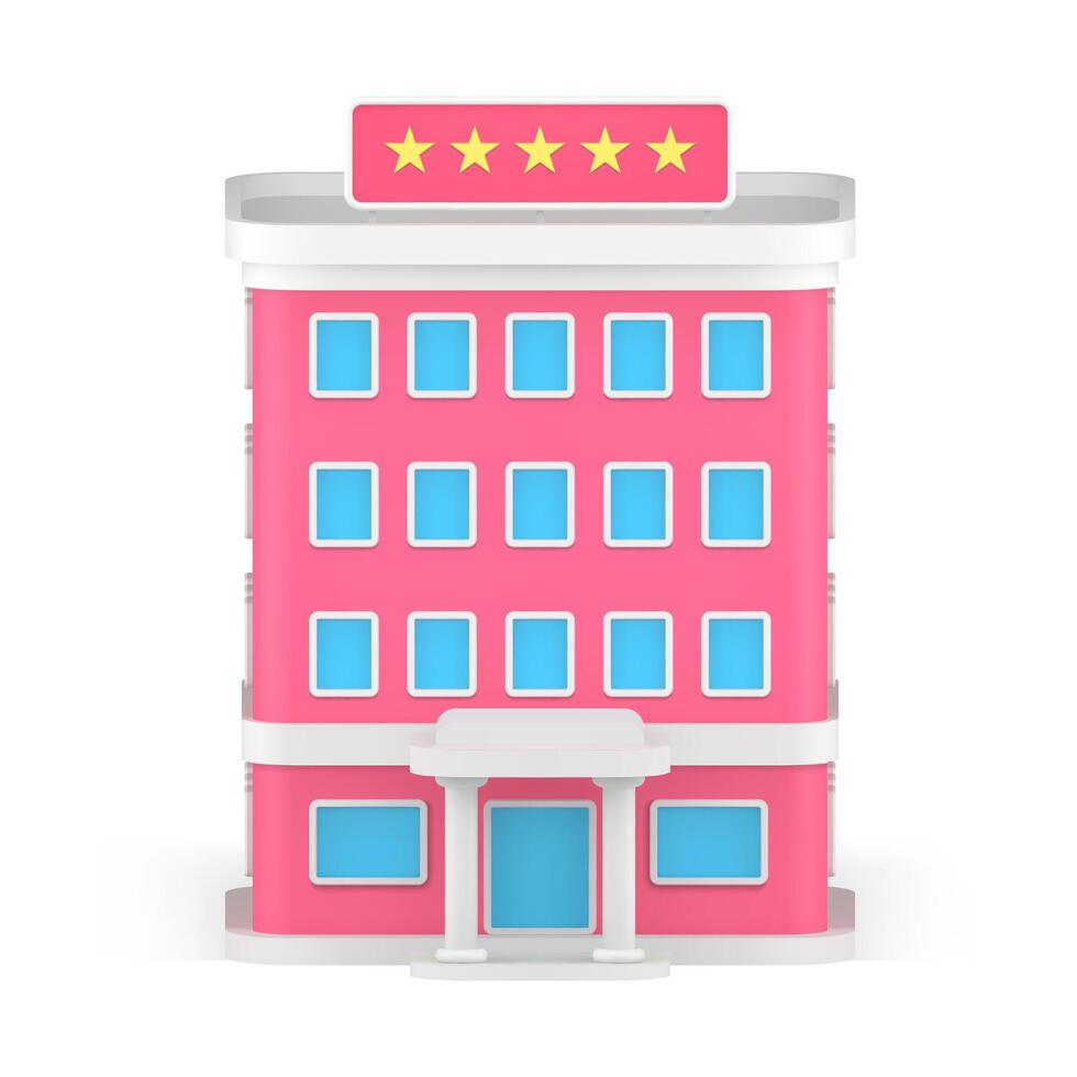 prima rosado fachada público ciudad hotel edificio clientes vivo viaje destino 3d icono vector