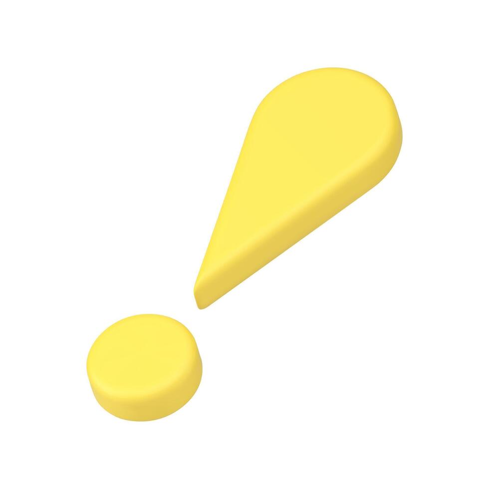 realista amarillo exclamación punto encerrado en un círculo lustroso advertencia firmar diseño isométrica 3d icono vector