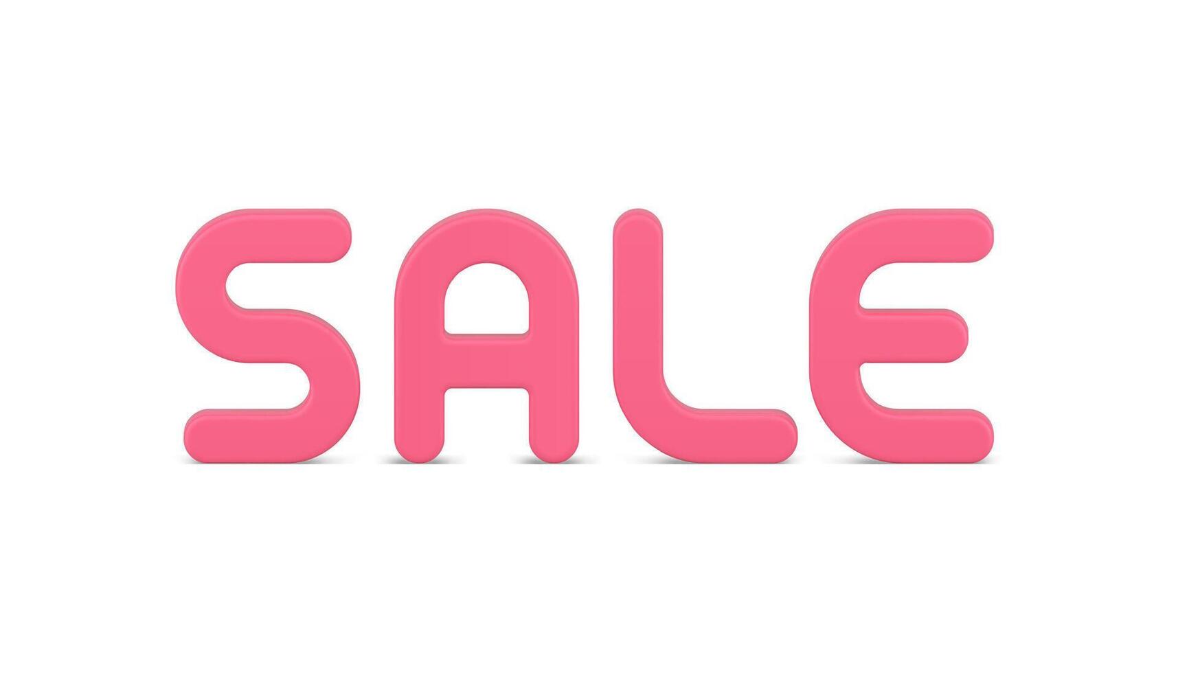 Sale pink realistic 3d icon marketing retail advertising illustration. Store market promotion vector