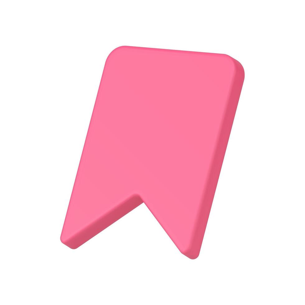 Pink glossy guidebook flag mark adding favorite saved information realistic 3d icon vector