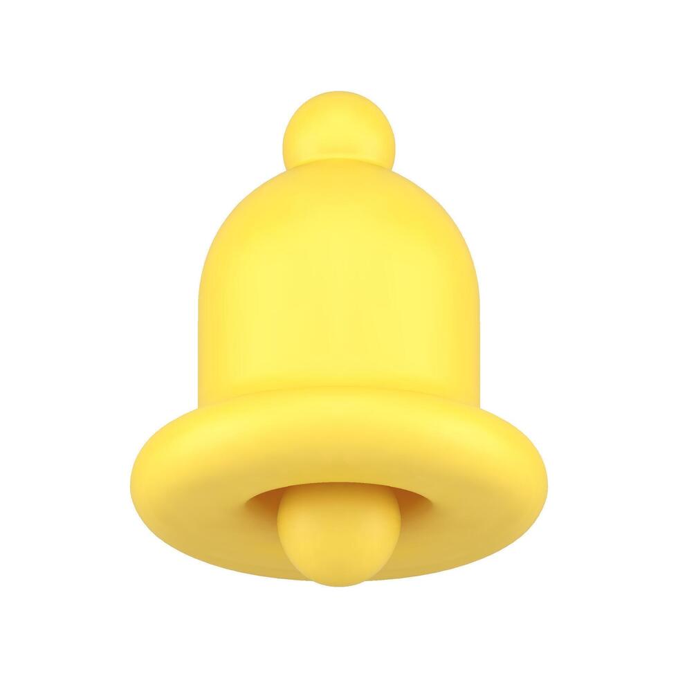 Glossy yellow ring bell notification media message application button 3d icon realistic vector