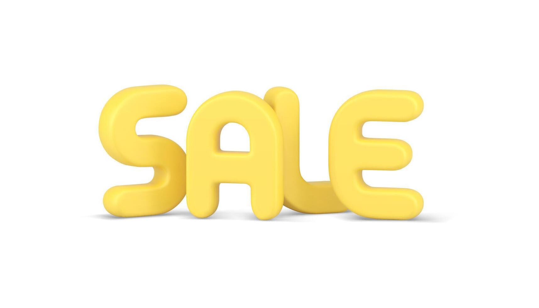 Creative yellow glossy elegant displaced sale font word promo discount realistic 3d icon vector