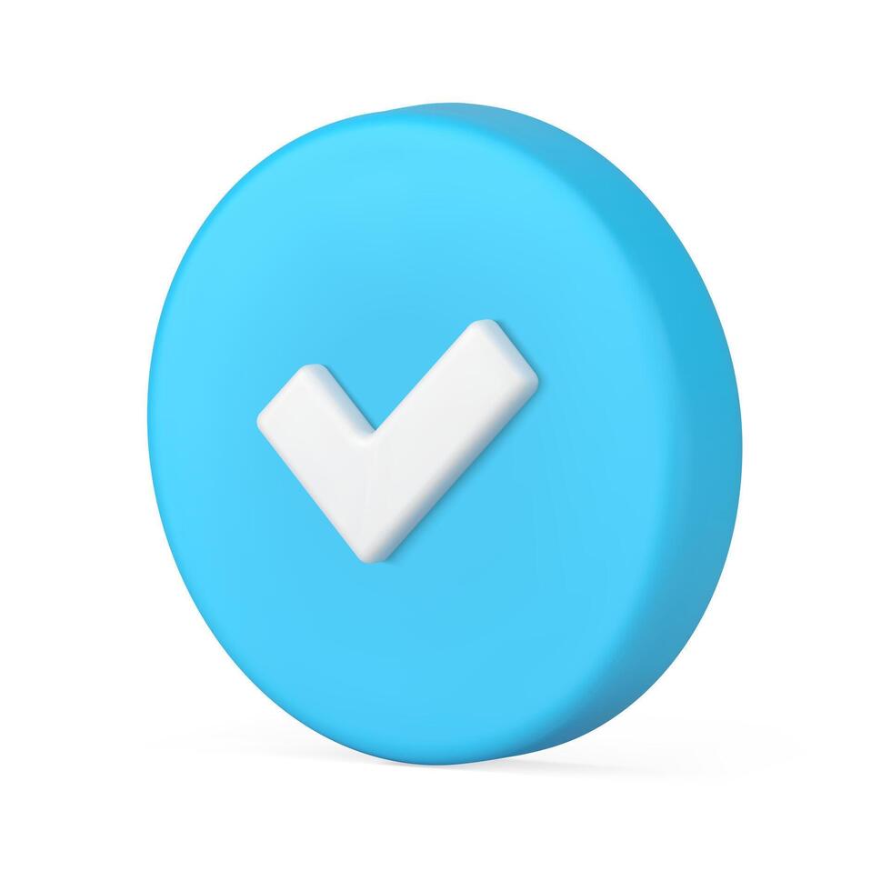 azul circulo aprobado marca de verificación confirmado acuerdo éxito botón opción 3d icono realista vector