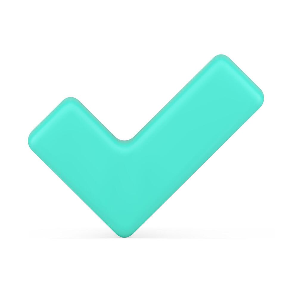 Green glossy positive checkmark approved done complete label front view realistic 3d icon vector