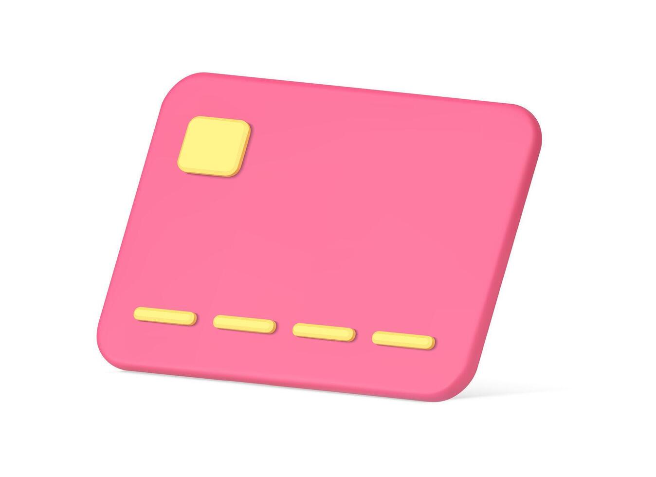 Realistic pink banking plastic debit card contactless digital pay service 3d icon template vector