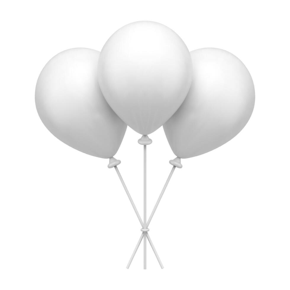 blanco elegante caucho globos en palos montón inflable aire diseño elementos realista 3d icono vector