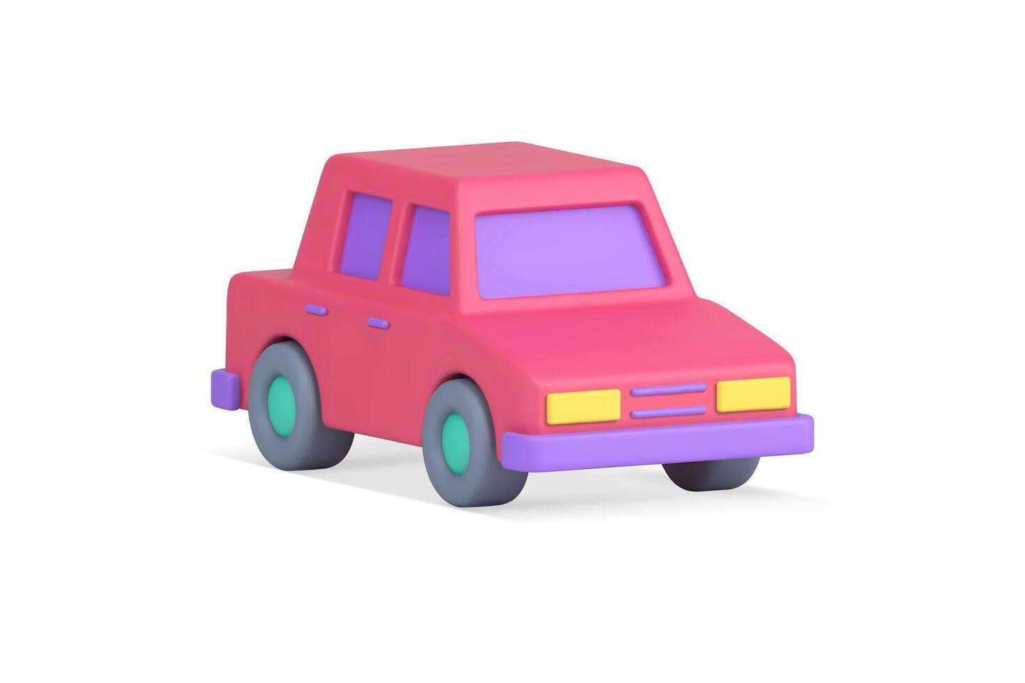 rosado linda Clásico automóvil para ciudad pasajeros cómodo transporte realista 3d icono vector