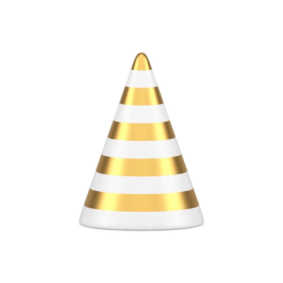 Birthday party cone hat festive holiday celebration costume realistic 3d icon illustration vector