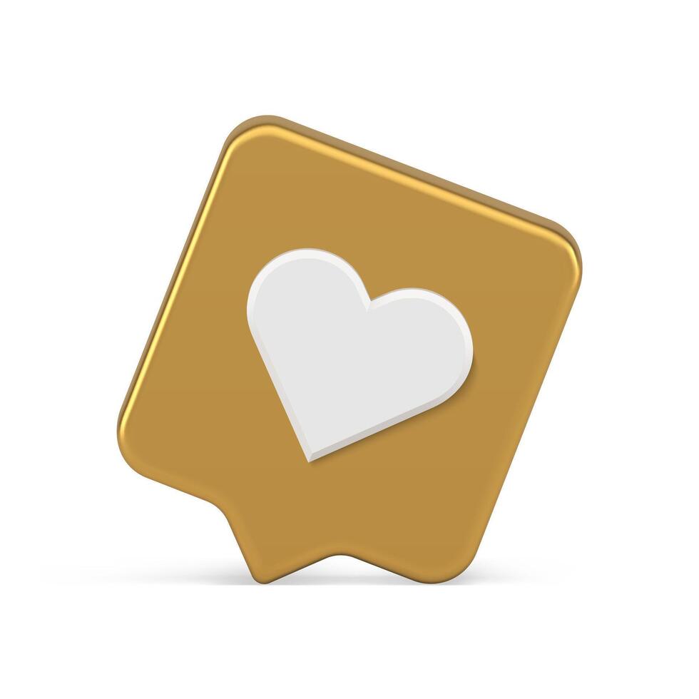 New like social media application internet alert golden badge template realistic 3d icon vector
