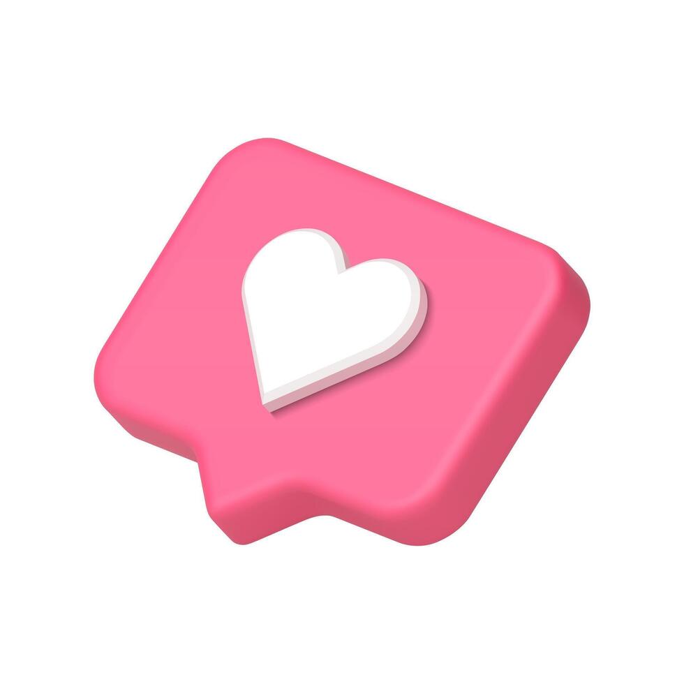 Like pink quick tips mobile dating application social media alert realistic 3d icon template vector